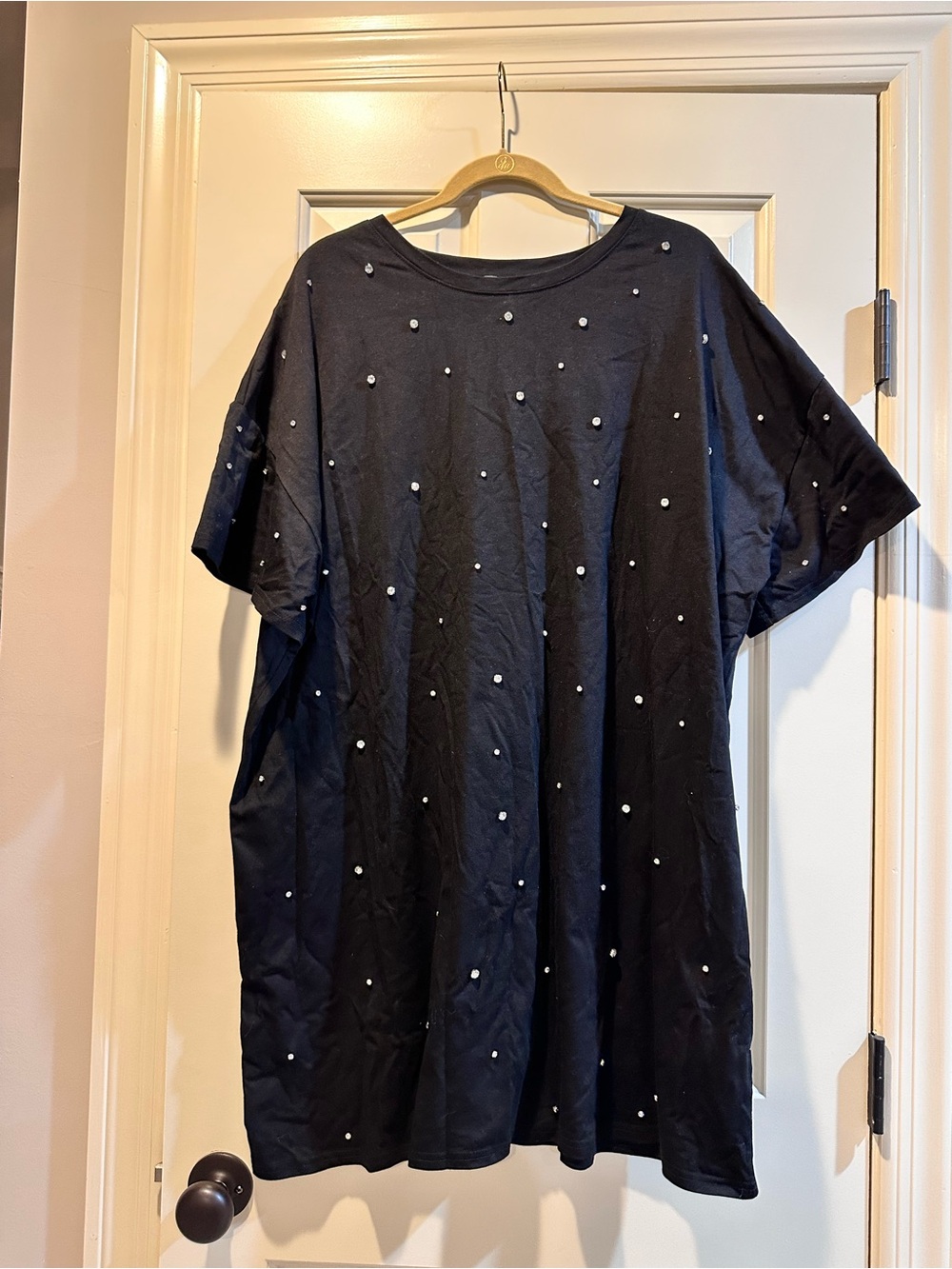 Black Embellished Short-Sleeve tshirt dress